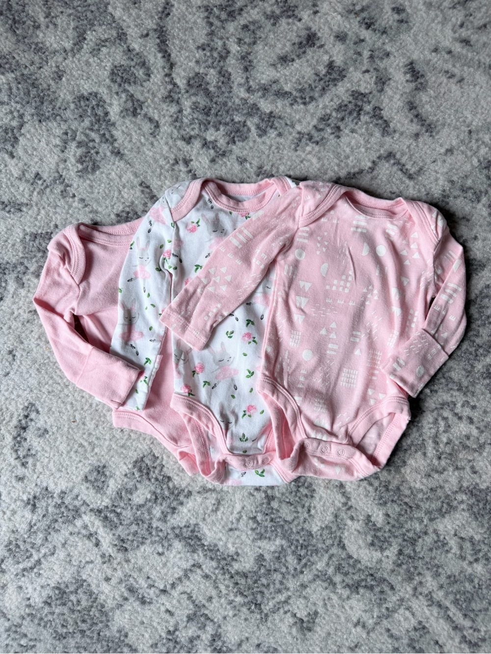 The Honest Company Baby Pink & White Long-Sleeve One-Piece 3-Pack